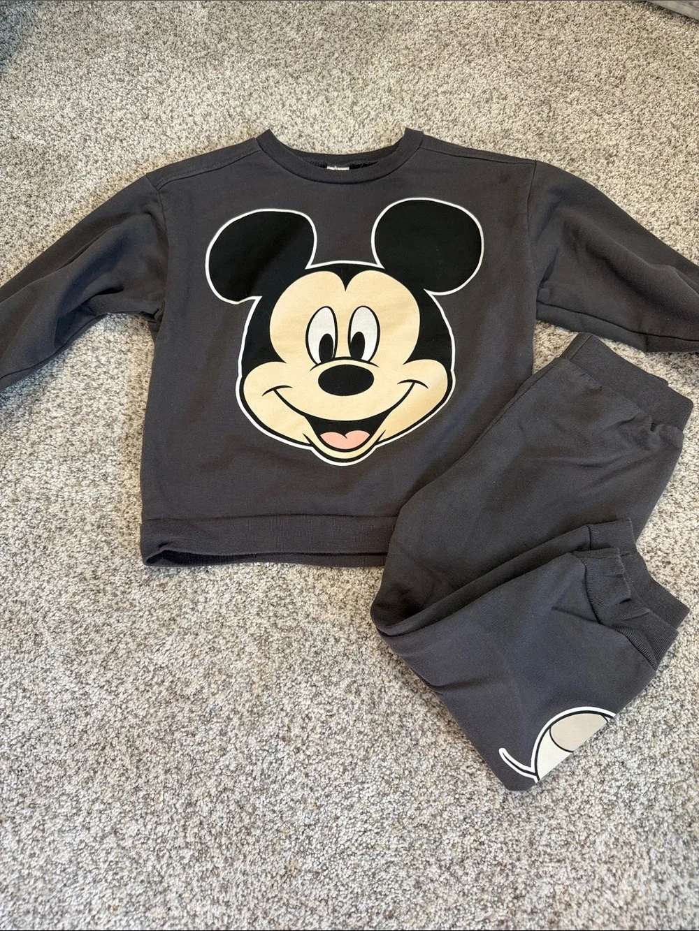 Disney Mickey Mouse Boys Black Sweatshirt Jogger Set Size 4